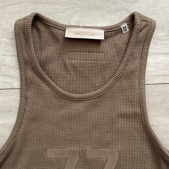 🤎 HOST PICK 🤎 FEAR OF GOD 1977 Brown Taupe Waffle Tank Top, Size XS - Picture 4 of 9